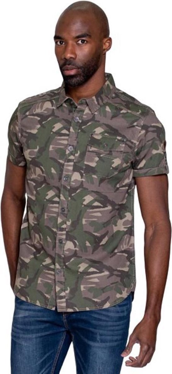 MZ72 - Heren Korte Mouw Overhemd - Carlito - Camouflage - Army