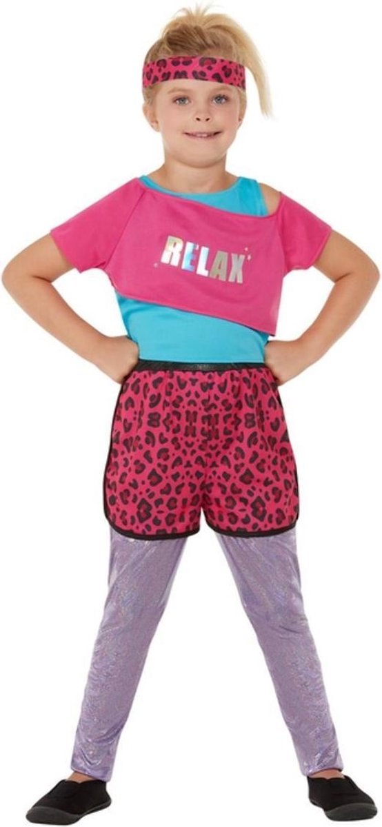 Workout Jaren 80 Outfit Relax Pink Kind - Maat M