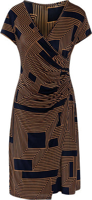 Cassis - Jurk met grafische lijnen - Marineblauw