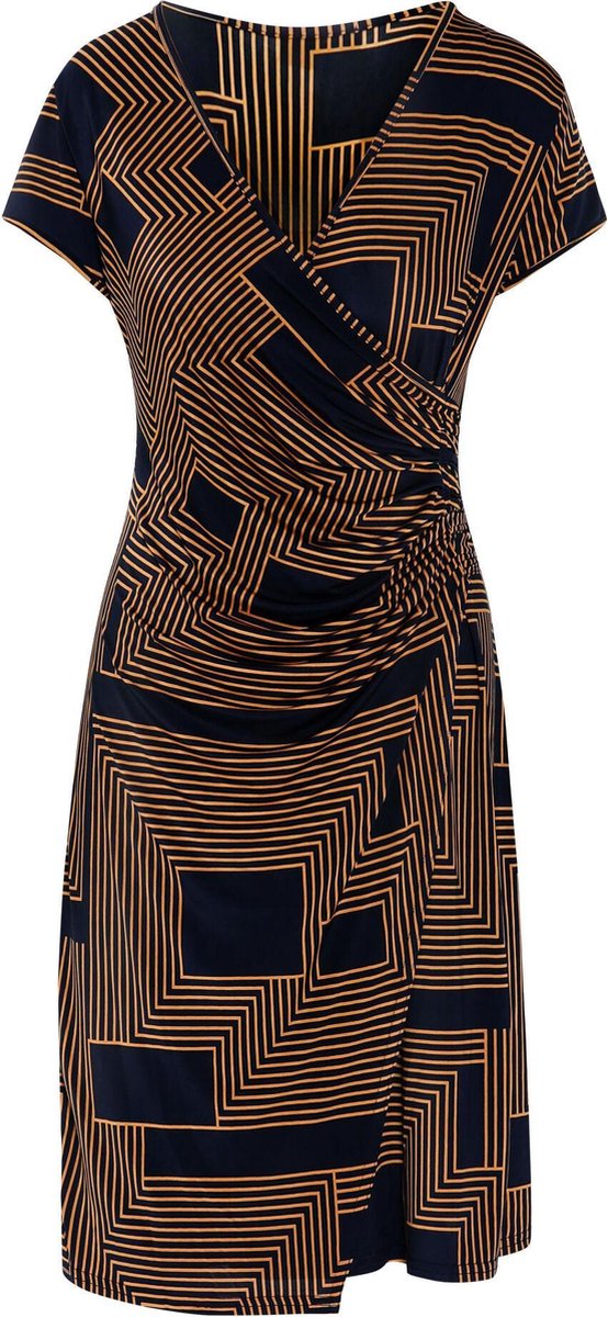 Cassis - Jurk met grafische lijnen - Marineblauw