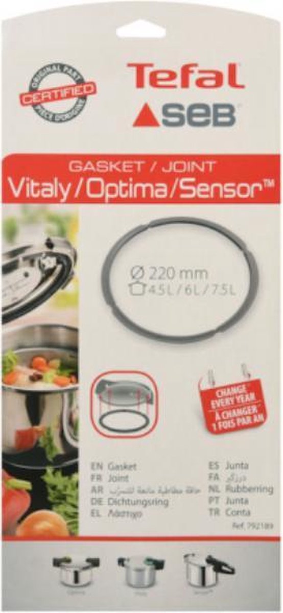Tefal dekselring afdichting snelkookpan doorsnede 220mm 4.5 - 6 - 7