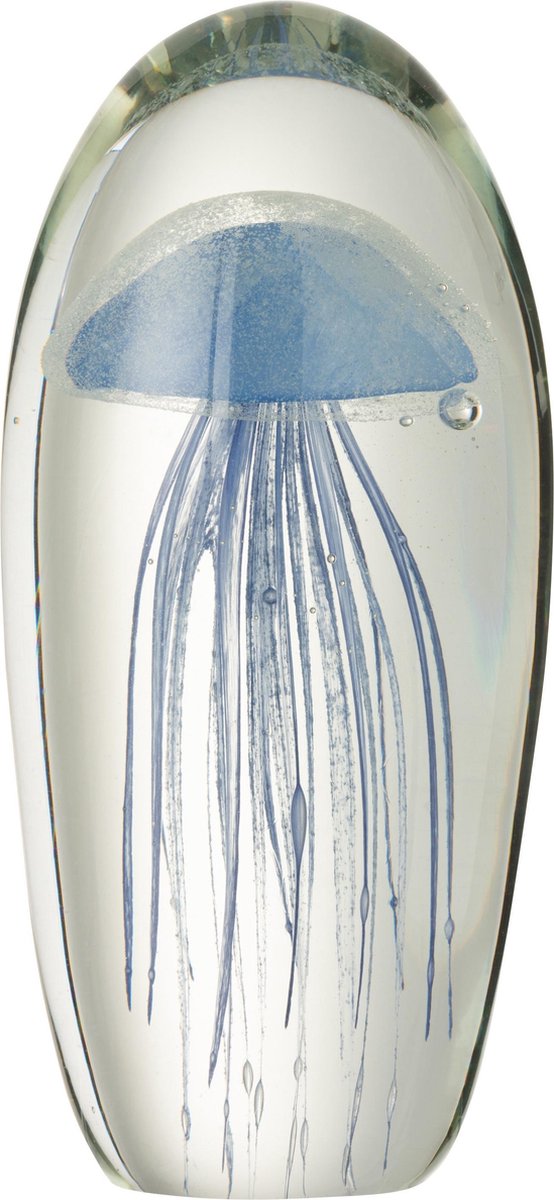 J-Line Presse Papier Kwal Glas Blauw Large