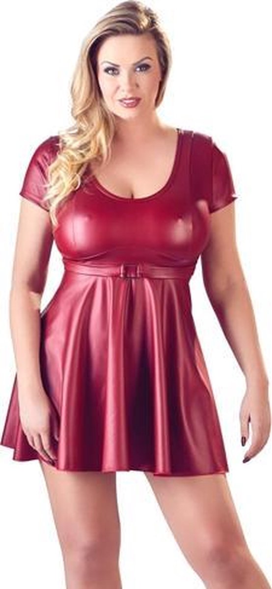 Cottelli Collection - Wetlook Plooi-Jurkje Large XL|XXL|XXXL|XXXXL
