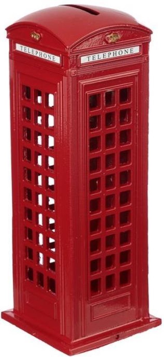 Rode Telefooncel Londen Spaarpot Hoogte 18cm Breedte 6.5cm Diepte 6.5cm