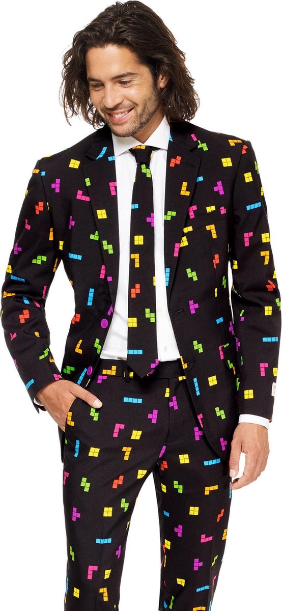 Opposuits Verkleedpak Tetris Heren Polyester Zwart Mt 62