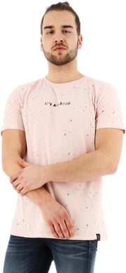 Kultivate t-shirt paint tee regular fit korte mouw pink moon