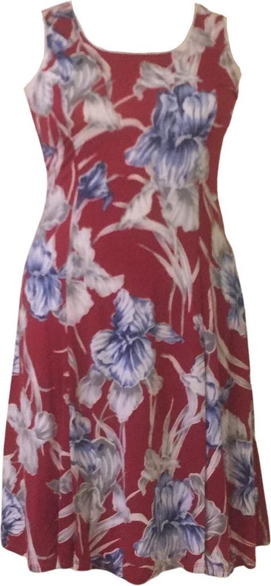 Hoogwaardige Viscose Dames Jurk / Zomerjurk / Dress | Hoogwaardige Kwaliteit| Rozen print | Rood - XL/XXL