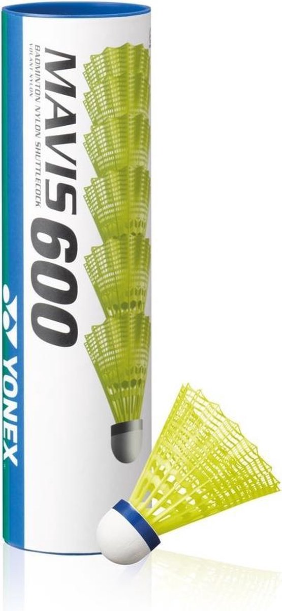 Yonex Badmintonshuttles Mavis 600 Nylon/kurk Geel 6 Stuks