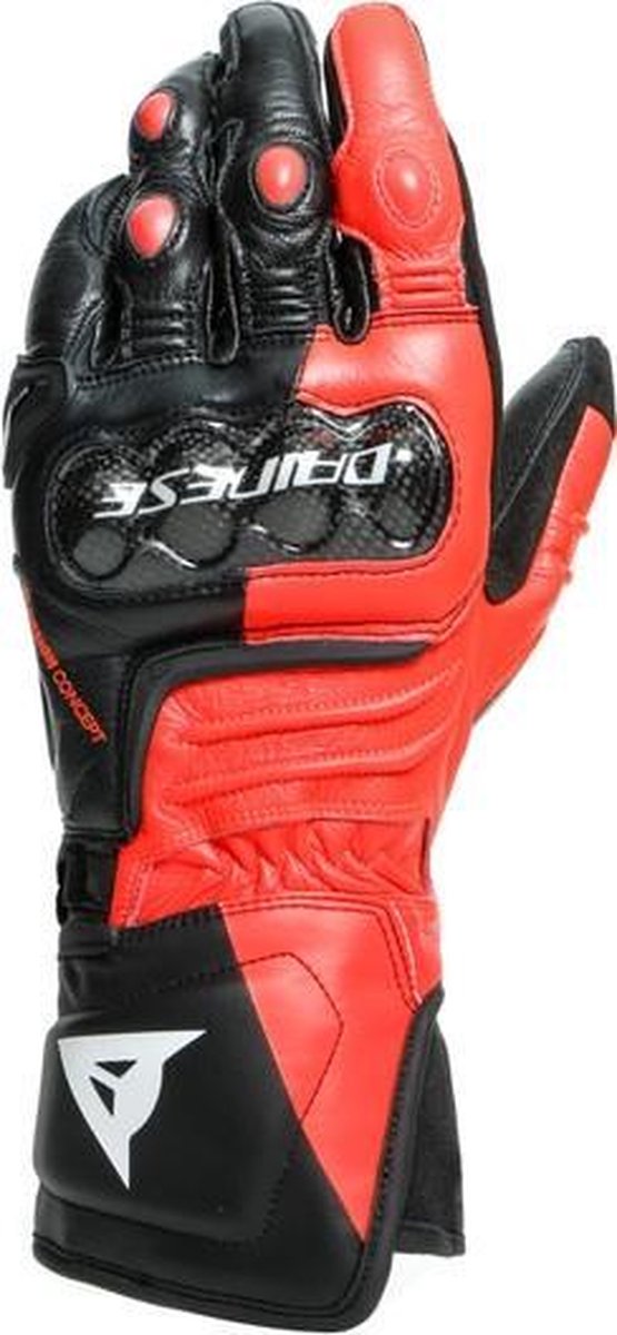 Dainese Carbon 3 Long Black Fluo Red White Motorcycle Gloves 2XL