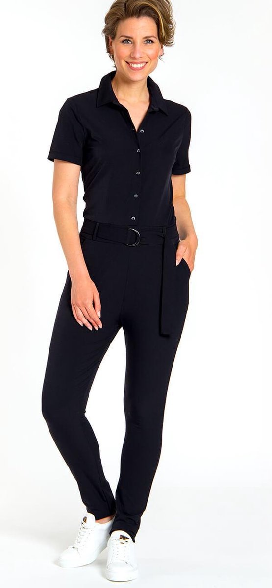Zwarte Jumpsuit van Je m'appelle - Dames - Travelstof - Maat XL - 2 maten beschikbaar
