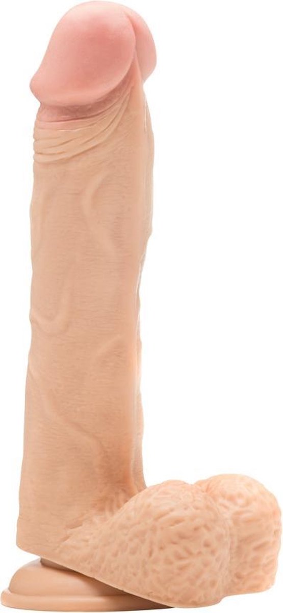 Ouch! – Realistische Dildo van Hoog Kwaliteit met Aders en Scrotum Stevige Zuignap 23.5 cm – beigeig