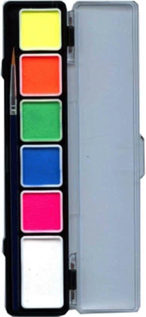 Aqua schminkpallet 6 neon kleuren