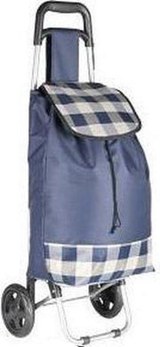 Boodschappentrolley blauwe blokken | 94x24x34cm | Shoppingtrolley | Opvouwbaar | Boodschappentas met wielen |