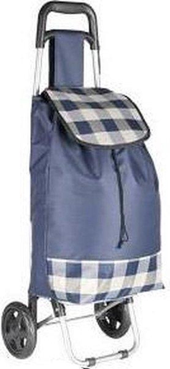 Boodschappentrolley blauwe blokken | 94x24x34cm | Shoppingtrolley | Opvouwbaar | Boodschappentas met wielen |
