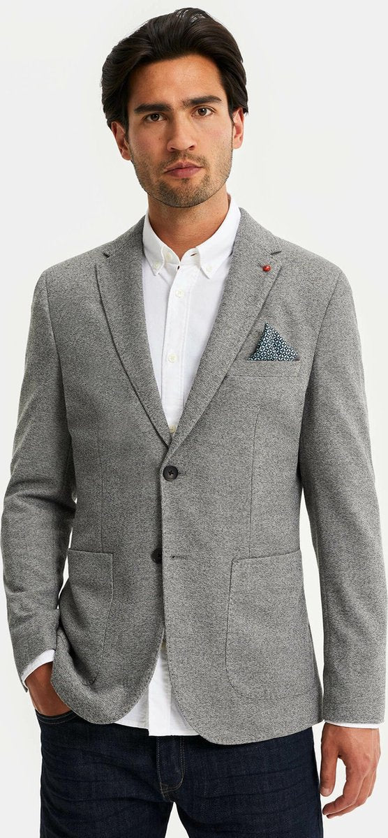WE Fashion Heren gemêleerde slim fit blazer - Maat L (52)