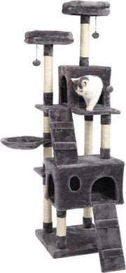 Baymate Huisdier Katten Boomhut Condo Baars Entertainment Speeltuin Stabiele Meubels voor Katten Kittens Multi-Level Toren voor Grote Katten Gezellig AMT0042GY