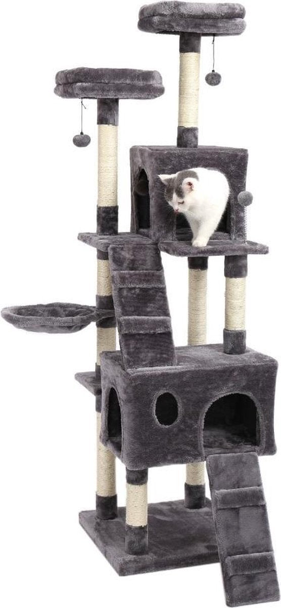 Baymate Huisdier Katten Boomhut Condo Baars Entertainment Speeltuin Stabiele Meubels voor Katten Kittens Multi-Level Toren voor Grote Katten Gezellig AMT0042GY