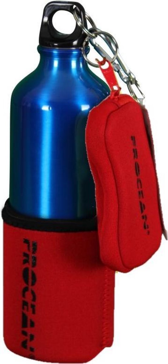 Aluminium fles 750 ml set blauw/rood