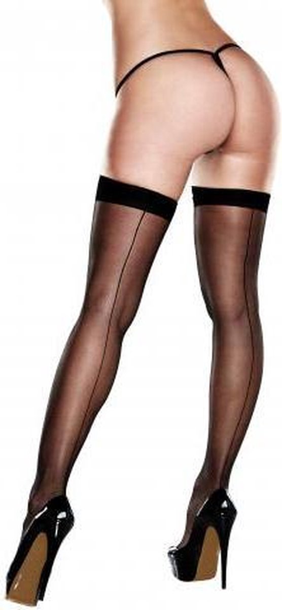 Baci - Sheer Thigh Highs With Backseam With Banded Silicone Stay-Up One Siz - Kousen (erotisch)