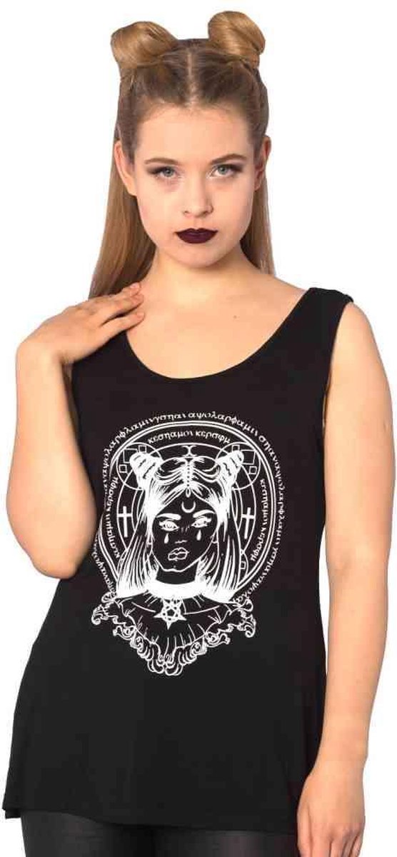 Banned Mouwloze top -3XL- Mystic Chic Halloween Zwart