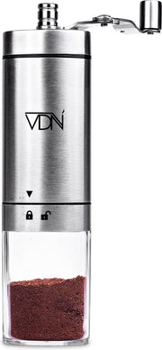Handmatige koffiemolen bonenmaler met verstelbare standen - Handkoffiemolen van sterk RVS - Koffiemaler met schijven - VDN