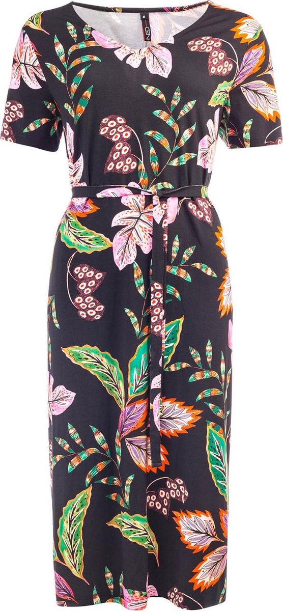 Jurk Debby korte mouw Ss Pink Leafs Tricot Pink maat XL