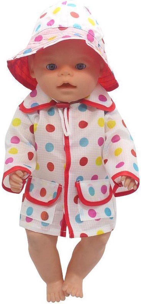 Dolldreams | Regenjas met muts geschikt voor pop zoals baby born of American Doll - Poppenkleertjes voor poppen met lengte van circa 43 cm - Regenkleding
