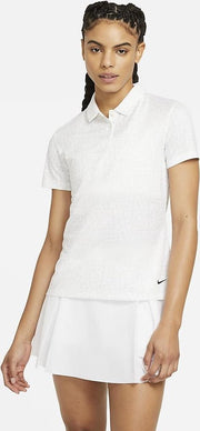 Woman Dri Fit Grid Print Polo White