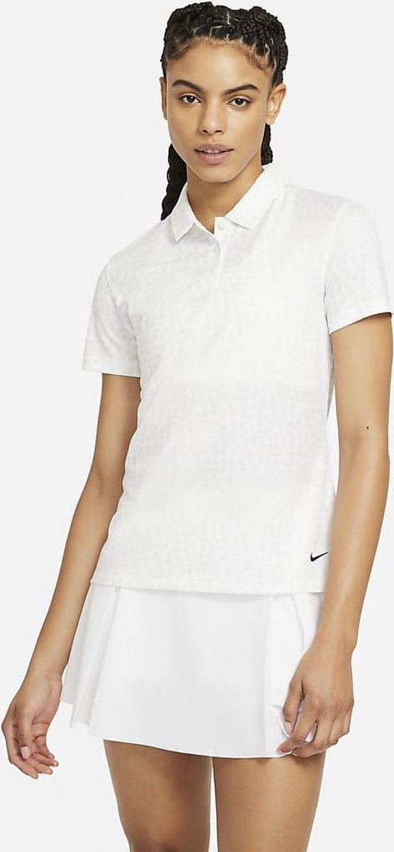 Woman Dri Fit Grid Print Polo White