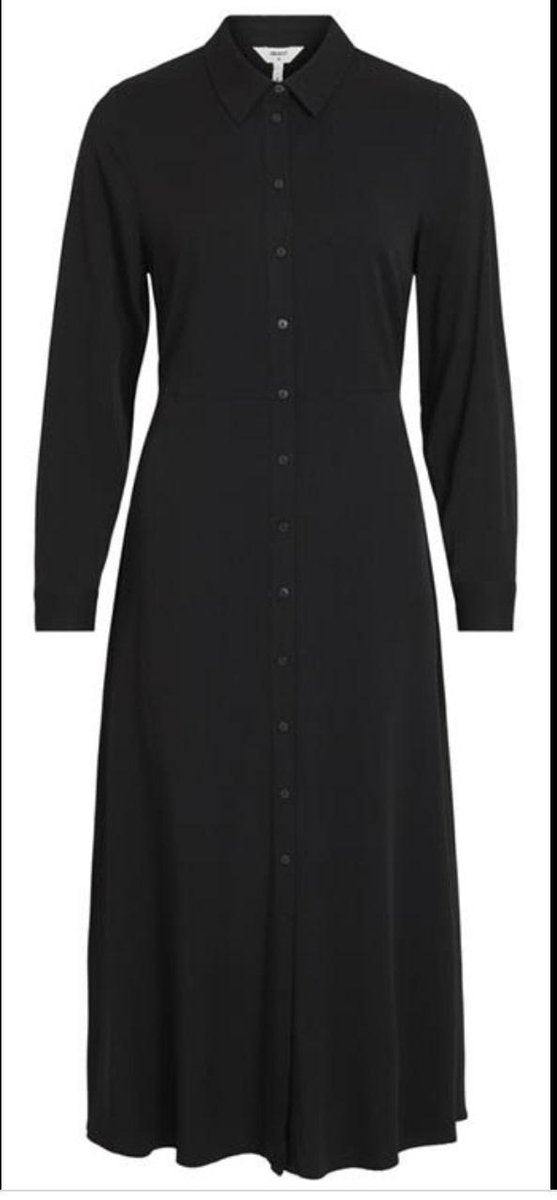 OBJBAYA L/S LONG SHIRT DRESS NOOS Black