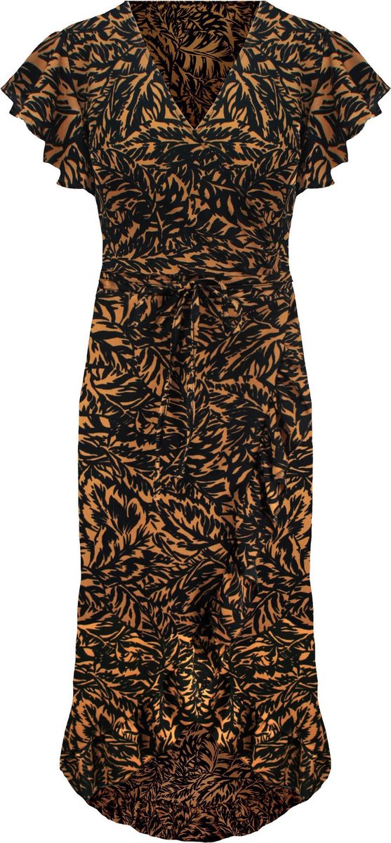 Bladeren Wrapdress Camel