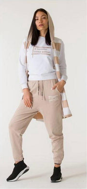 La Pèra Beige Vrijetijdspak met vest Vrouwen Huispak beige met wit gestreept Dames - Maat S