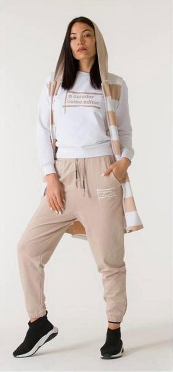 La Pèra Beige Vrijetijdspak met vest Vrouwen Huispak beige met wit gestreept Dames - Maat S