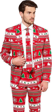 OppoSuits Winter Wonderland - Mannen Kostuum - Rood - Kerst - Maat 46