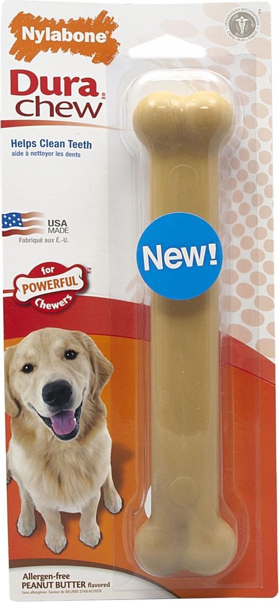 Nylabone Dura Chew Voor Harde Bijters Pindakaassmaak TOT 23 KG 19X4X2 CM