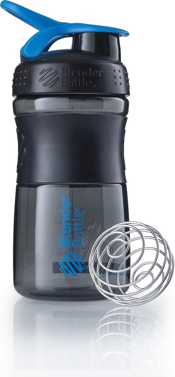 BlenderBottle SportMixer Tritan Grip - Eiwitshaker / Bidon - 590ml - Black/Cyan