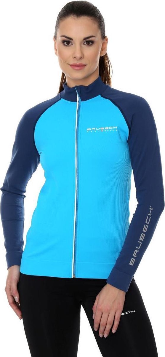 Brubeck Sportvest Dames - Athletic Trainingsjack - Seamless - Azuurblauw/Blauw - L