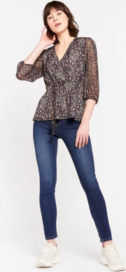T-shirt met driekwartsmouw en lurex - Marine Blauw
