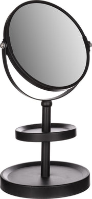 Spiegel – Make-up Spiegel – Twee Zijden – Vergrotingsspiegel – 3x Zoom Spiegel – Vergrootspiegel – Mat Zwart – Metaal – Industrieel Ontwerp – 16x34x34cm