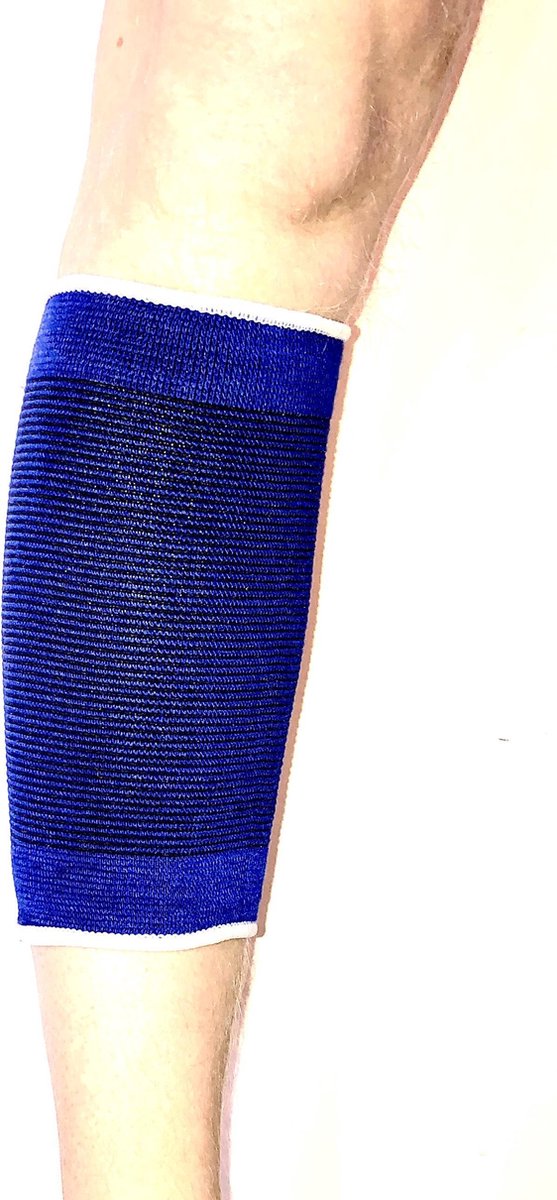 Duo Bakkersport - Training Kuit compressie Sleeve - Scheen (been) Brace Wasbaar - Blessure Herstel Voetbal Fitness Sport Blauw - Maat S