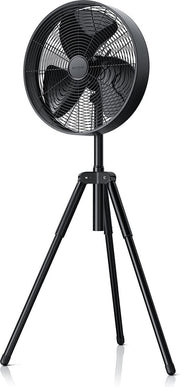 Staande ventilator met driepootstatief | designventilator in mat zwart | 3 verschillende snelheden | 50 W
