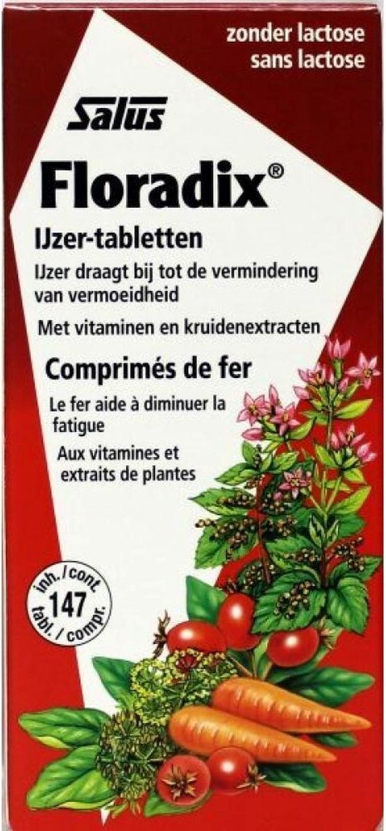 Salus Floradix IJzer-tabletten – Voedingssupplement met ijzer – Bij vermoeidheid – 147 tabletten
