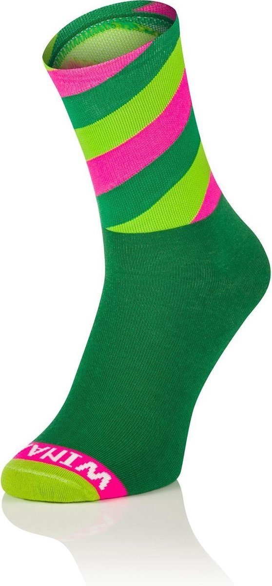 Winaar CX K-Power Fietssokken Groen/Roze Maat L (45-46)