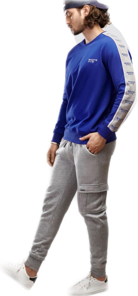 Embrator mannen Joggingpak kobaltblauw/licht grijs melange maat M