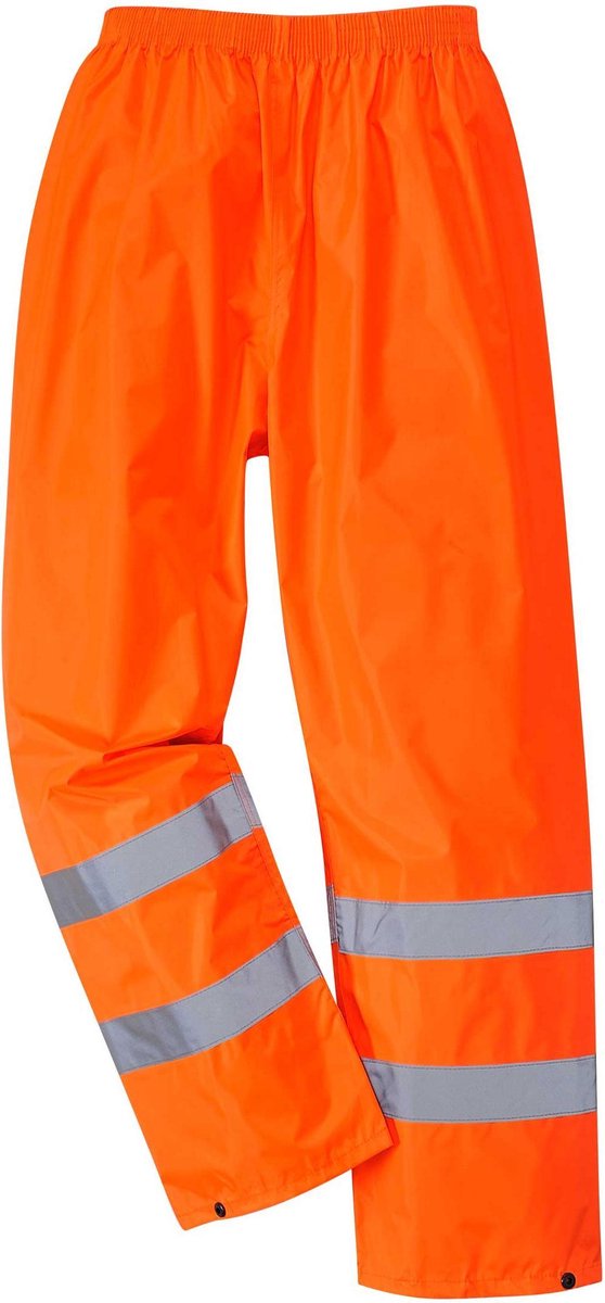 Regenbroek Oranje Maat M met reflecterende striping