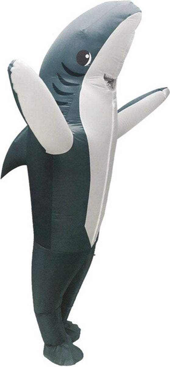 Opblaasbaar haai kostuum mascotte pak - one size - grijs pak haaienpak