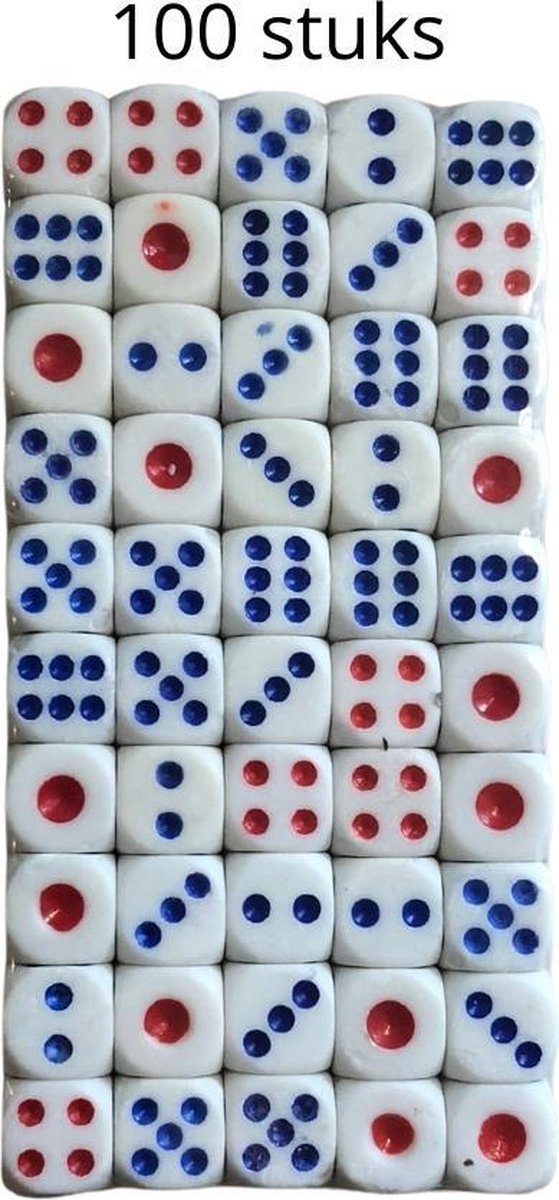 Witte Dobbelstenen - bordspel - yahtzee - monopoly - poker - dobbelen - kaartspel - spel - spelletjes - kleur WIT - 100 stuks