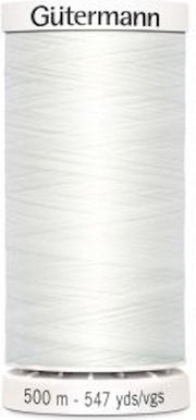 Gutermann naaigaren Bobbin wit - 1 klos 500 m - kleur 1001 - 100% polyester