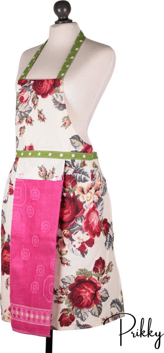 Prikky Keukenschort-  Keukenschort dames- Schort met handdoek- Keukenschort voor vrouwen- Schort vrouwen- 78x53cm