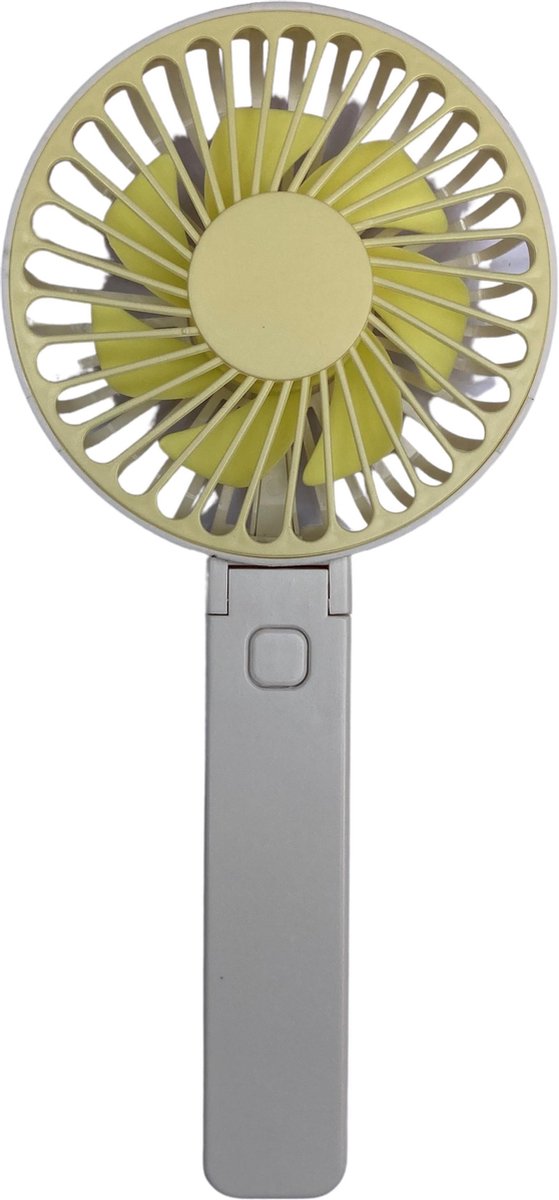 Garpex® Draagbare Mini Ventilator en Tafelventilator 2 in 1 - Met Gratis Oplaadbare Batterij en USB Kabel - Hand Ventilator en Bureau Ventilator - USB Ventilator - Tafel Ventilator - Geel